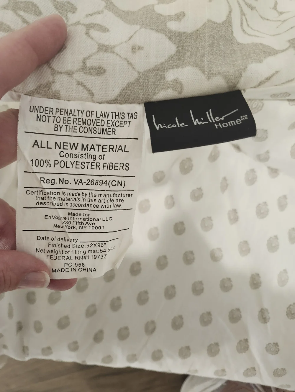 Nicole Miller Home Damask Comforter Set Queen Full 92x96 Reversible Cotton 5pc